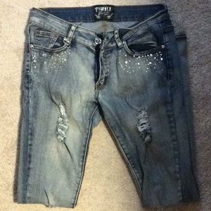 Thrill skinny jeans with rhinestone detail
